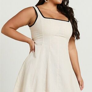 7 For All Mankind Cream A-Line Mini Dress